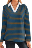 Striped V-Neck Loose Fit Sportswear