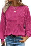 Waffle Solid Color Round Neck Loose T-Shirt