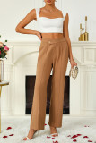 High Waisted Horn Straight Leg Pants