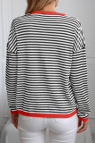 V-Neck Striped Contrasting Long Sleeved T-Shirt