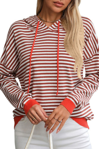 Striped Contrasting Long Sleeved Hoodie
