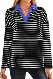 Striped V-Neck Loose Fit Sportswear