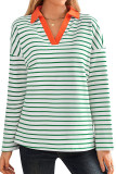 Striped V-Neck Loose Fit Sportswear