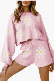 Waffle Knitted Pajama Two Piece Set