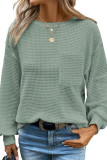 Waffle Solid Color Round Neck Loose T-Shirt