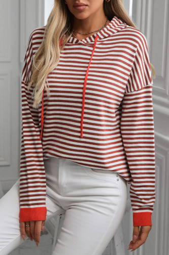 Striped Contrasting Long Sleeved Hoodie
