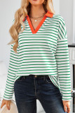 Striped V-Neck Loose Fit Sportswear