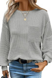 Waffle Solid Color Round Neck Loose T-Shirt