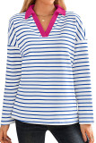 Striped V-Neck Loose Fit Sportswear