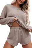 Waffle Knitted Pajama Two Piece Set