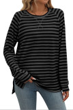 Striped Contrasting Round Neck Long Sleeved T-Shirt