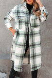 Flannel Woolen Grid Lapel Coat