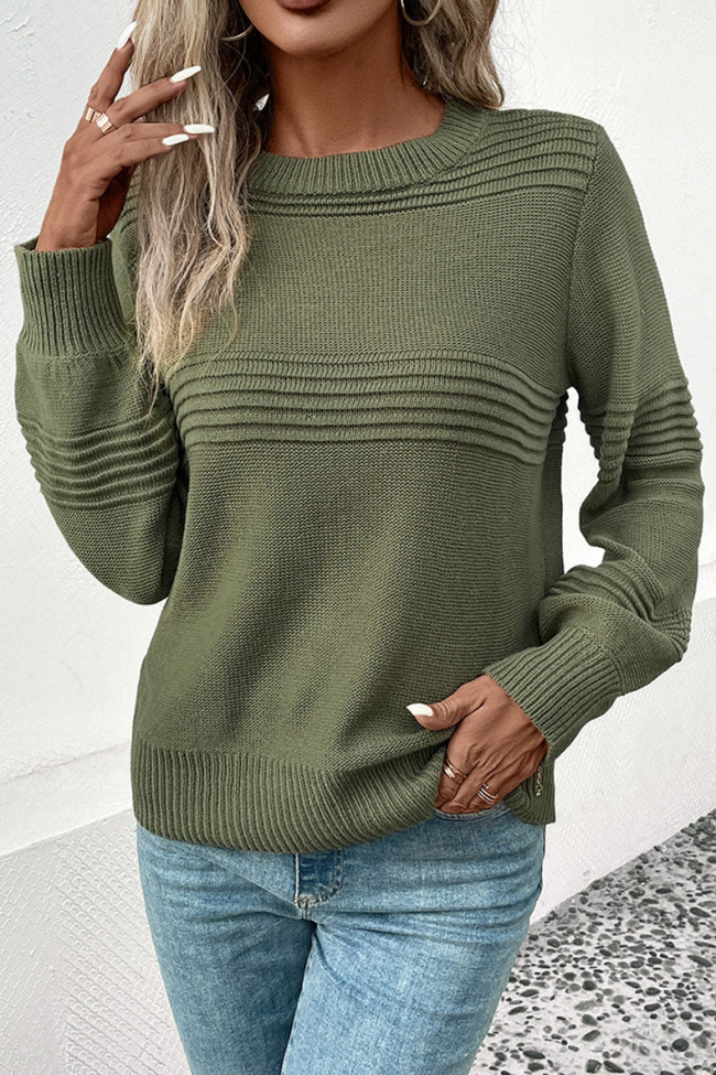 Long Sleeved Solid Color Knitted Sweater
