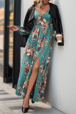 Long Sleeved V-Neck Floral Print Dress