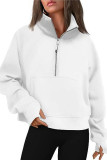 Half Zip Short Stand Up Collar Fleece Hoodie