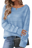 Solid Color Hollow Out Long Sleeved Sweater