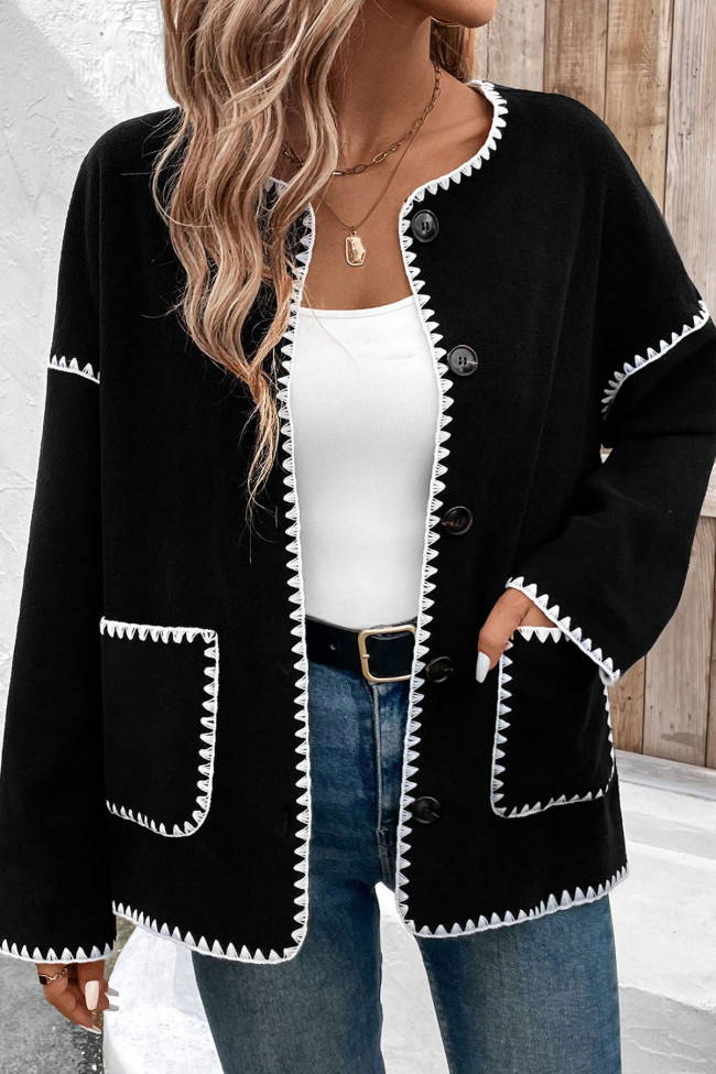 Loose Long Sleeved Fleece Jacket Cardigan