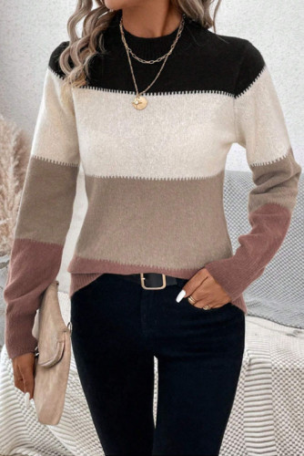 Round Neck Long Sleeved Versatile Knitted Sweater