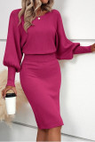Solid Color Versatile Knitted Hip Hugging Dress