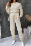 Solid Color Texture Casual Two-Piece Set