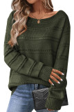 Solid Color Hollow Out Long Sleeved Sweater