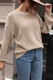 Hollow Out Round Neck Loose Knit Sweater