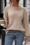 Hollow Out Round Neck Loose Knit Sweater