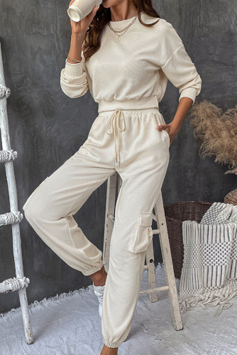 Solid Color Texture Casual Two-Piece Set