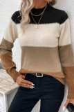 Round Neck Long Sleeved Versatile Knitted Sweater