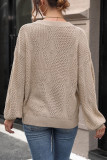 Hollow Out Round Neck Loose Knit Sweater