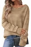 Solid Color Hollow Out Long Sleeved Sweater