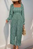 Bubble Long Sleeved Square Neck Floral Jumpsuit