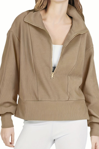 Half Zip Pullover Long Sleeved Sweatshirt