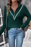 Retro Long Sleeve Dark Green Turtleneck Sweater