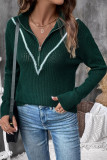Retro Long Sleeve Dark Green Turtleneck Sweater