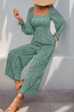 Bubble Long Sleeved Square Neck Floral Jumpsuit
