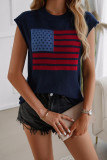 Loose Round Neck Contrasting Sleeveless Sweater