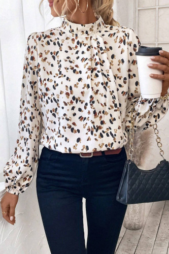Fashionable Printed Lantern Long Sleeve Shirt