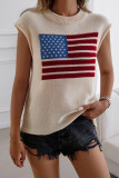 Loose Round Neck Contrasting Sleeveless Sweater