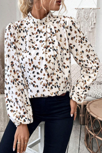 Fashionable Printed Lantern Long Sleeve Shirt