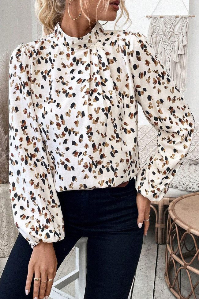 Fashionable Printed Lantern Long Sleeve Shirt