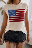 Loose Round Neck Contrasting Sleeveless Sweater