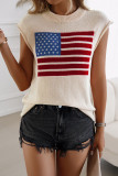 Loose Round Neck Contrasting Sleeveless Sweater