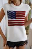 Loose Round Neck Contrasting Sleeveless Sweater