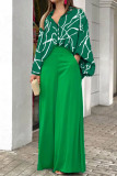 Printed Shirt Wide Leg Pants Two-Piece Set