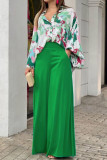 Printed Shirt Wide Leg Pants Two-Piece Set