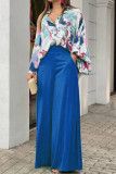 Printed Shirt Wide Leg Pants Two-Piece Set