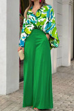 Printed Shirt Wide Leg Pants Two-Piece Set