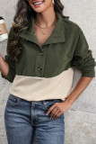 Corduroy Lapel Long Sleeved Sweatshirt