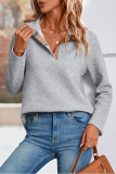 Solid Color Plaid Lapel Long Sleeved Hoodie